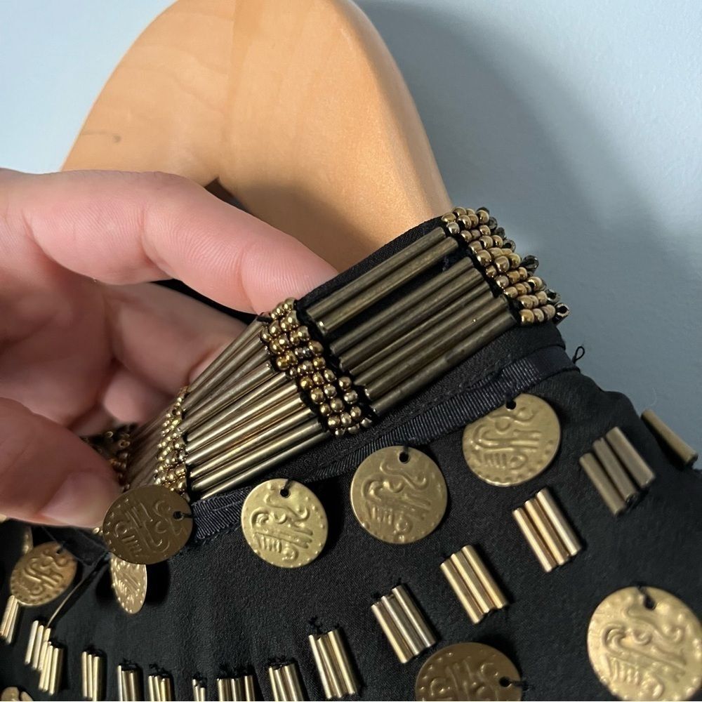 Free People Bohemian Soul Gold Coin Embellished Black Halter Neck Catsuit Size 4 - Picture 6 of 16